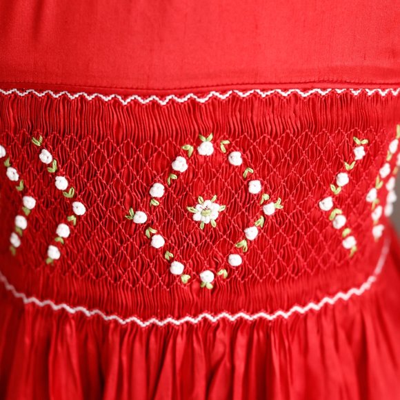 Red Dupioni Silk Dress Girls STUNNING Luli & Me Special Occasion Like New - Picture 3 of 5